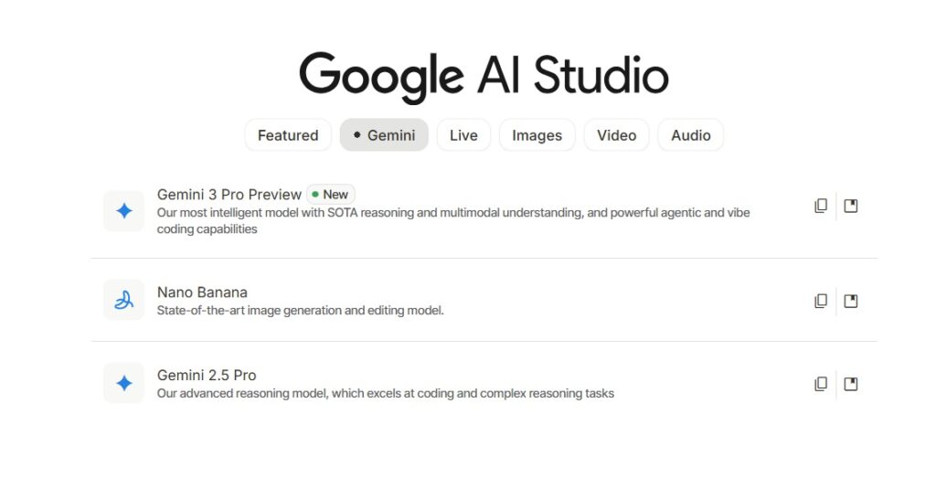 Gemini 3 Pro Preview Google AI Studio